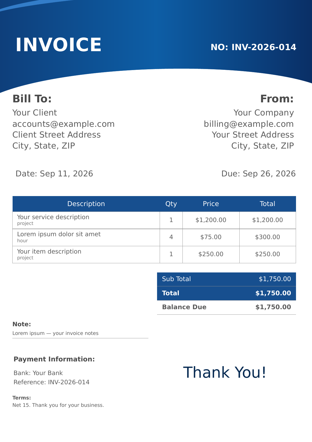 Modern invoice design preview